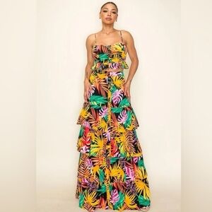 Tropical Multicolor Set Top & Skirt Size Large